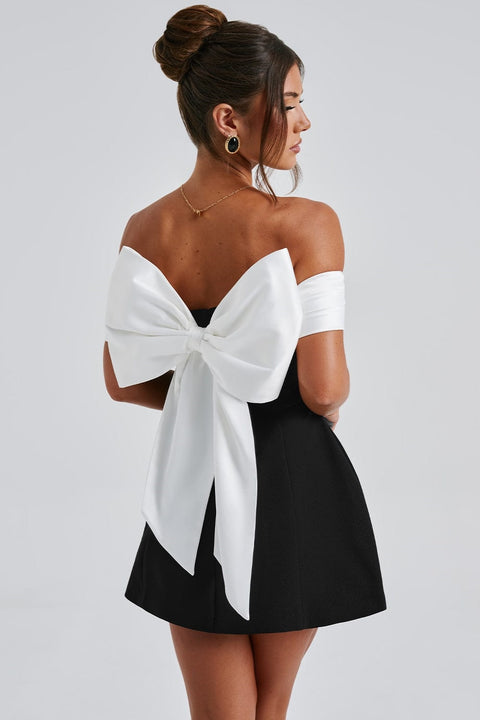 Black & White Back Bow Bustier Dress