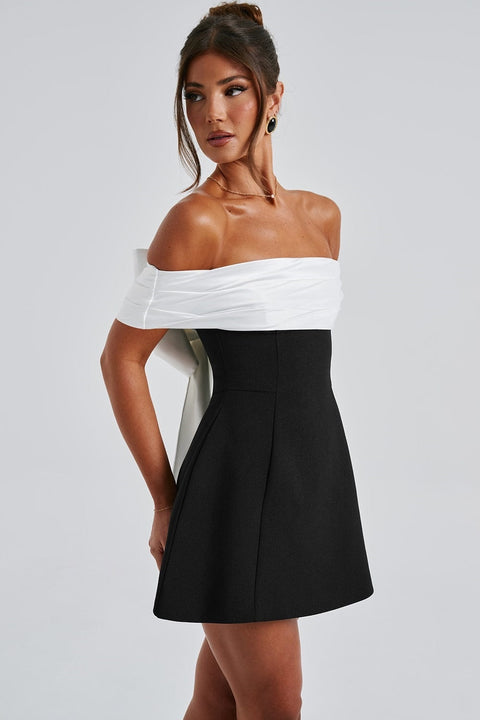 Black & White Back Bow Bustier Dress