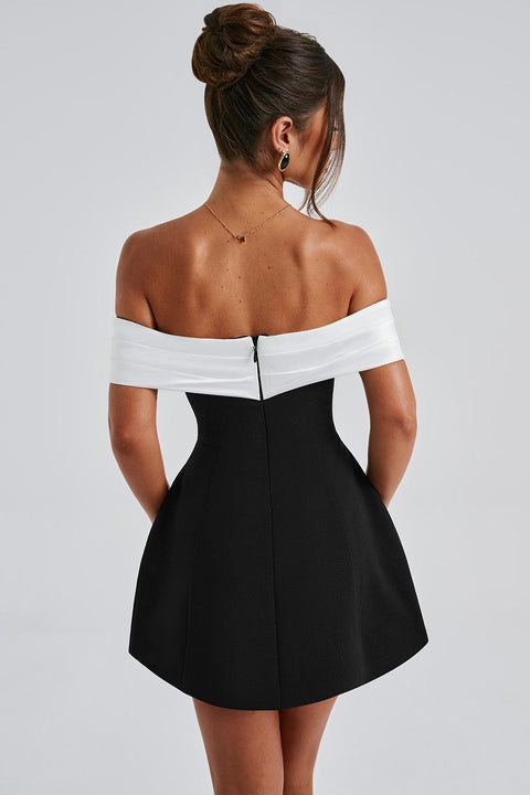 Black & White Back Bow Bustier Dress
