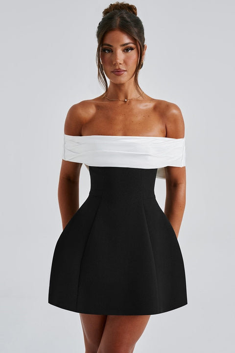 Black & White Back Bow Bustier Dress