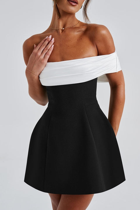 Black & White Back Bow Bustier Dress