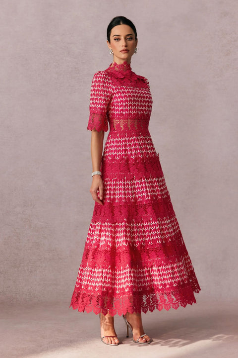Delicate Hollowed Embroidery Lace Dress
