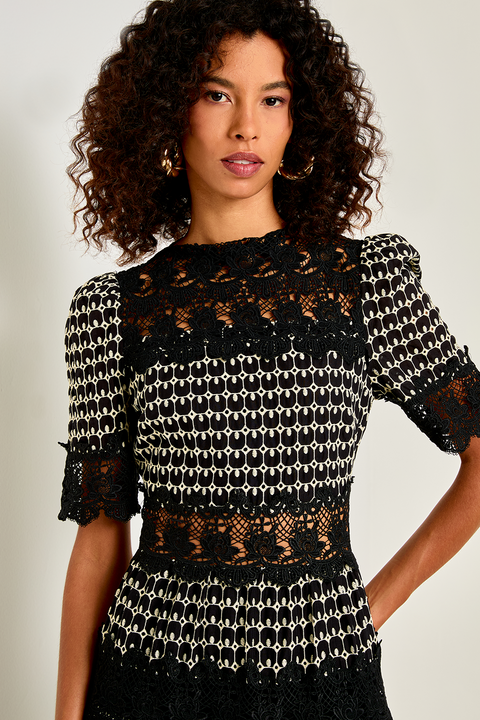 Delicate Hollowed Embroidery Lace Dress