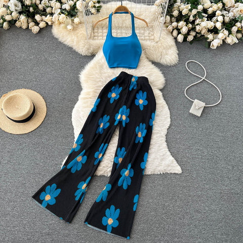 Knit Top Wide Leg Trouser Suit