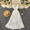Crochet Knitted Lace-up White Slip Dress