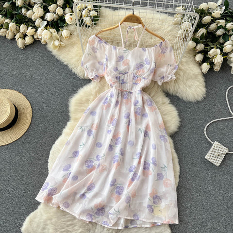 Fairy Bubble Sleeve Printed Dress