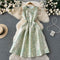Jacquard High Waist Puffy A-line Dress