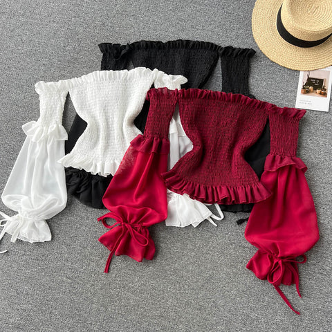 Niche Strapless Solid Colour Shirt