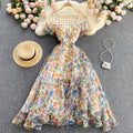 Backless Colorful Floral Camisole Dress