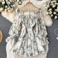 Lace-up Ink Painting Printed Dress