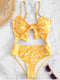 High-waist Knotted Hollowed One-piece Swimsuit