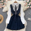 Long Sleeve Blouse&Pleated Dress 2Pcs