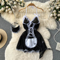 Maidswear Mesh V-neck Black Dress