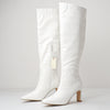 White High Boots With Square Toe Leather