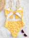 High-waist Knotted Hollowed One-piece Swimsuit