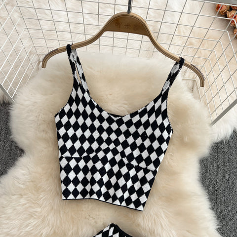 Knit Camisole & High Waist Skirt Two-Piece Set