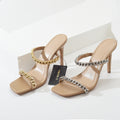 Sexy Square Toe High Heel One-Line Sandals