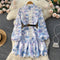 Water-soluble Floral Print Hollowed Dress