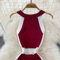 Halter Neck Off-the-shoulder Knitted Sleeveless Hip Dress