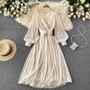 Fairy V-neck Knotted puffy Dress