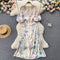 V-neck Printed Fish Tail Dress