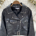 Studded Short Black Leather Jacket