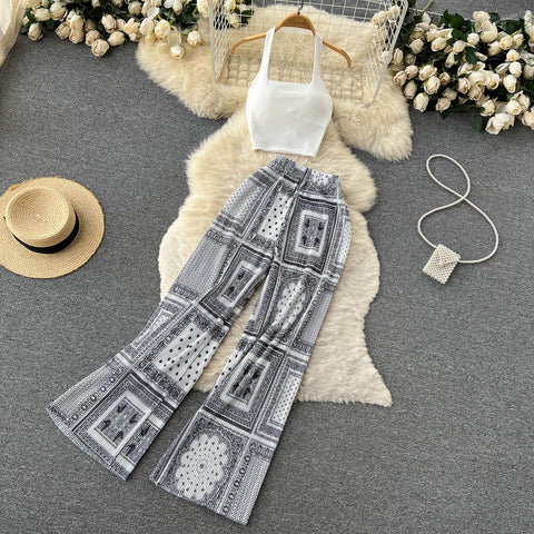 Knit Top Wide Leg Trouser Suit