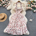 French Style Floral Halter Dress