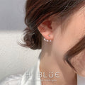 Silver Needle Pearl Rhinestone Ear Stud