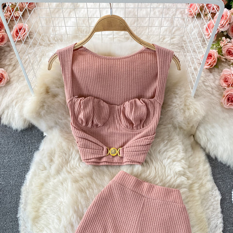 Fashion High-waist Skinny Two-piece Suit