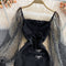 Shimmering Mesh Patchwork Black Dress