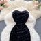Polka Dot One-shoulder Velvet Bag Hip Dress