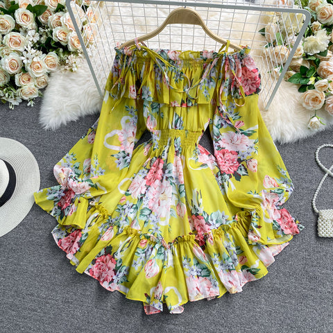 Off-the-shoulder Printed Chiffon Jumpsuit