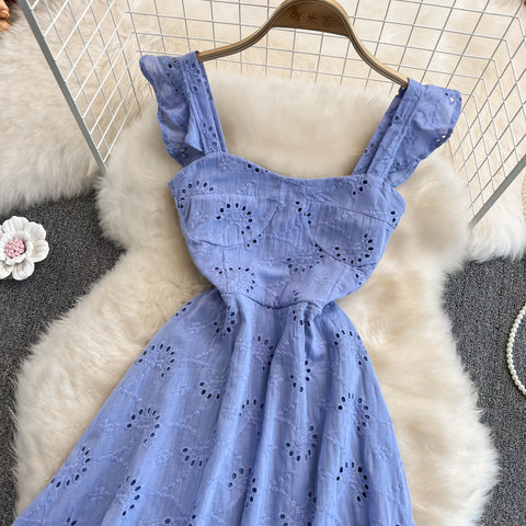 Fairy Slim-fit A-line Hollowed Dress