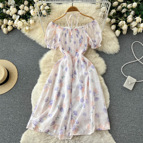 Fairy Bubble Sleeve Printed Dress