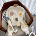 3D Flowers Decorated Knitted Cardigan