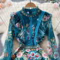 Lace-paneled Beaded Jacquard Dress