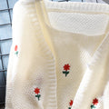Embroidered V-neck Cardigan&Vest 2Pcs