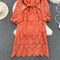 Hollowed Embroidered Flared Sleeve Dress