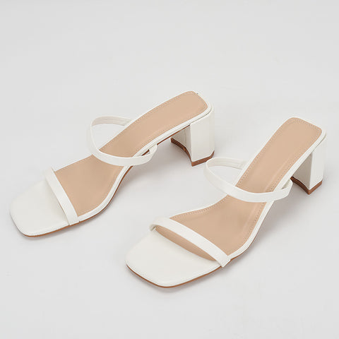 Square Toe Sandals With Thick Heels