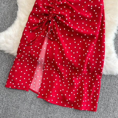 Fairy Puffy-sleeve Polka Dot Dress