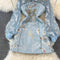 Beaded Doll Collar Lace Panel Embroidered Dress