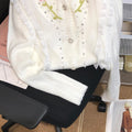 Ruffled Beaded Floral Knitted Cardigan