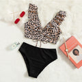 Lacy Leopard Print Split Swimsuit