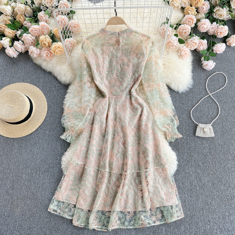 Slim-fit Embroidered Lace Dress