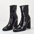 Mid-calf Chunky Heel Black Boots