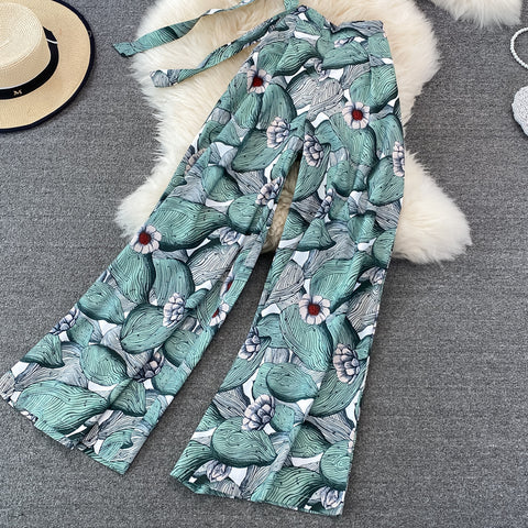 Two-piece High-waisted Wide-leg Trousers