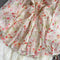 Flared Sleeve Floral Chiffon Puffy Dress
