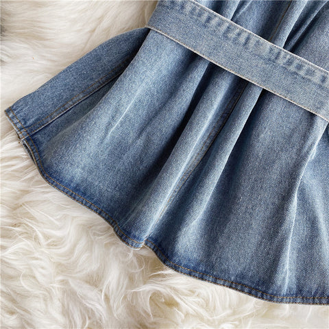 Off-the-shoulder Strapless Denim Top