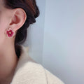 Silver Pin Floral Stud Earrings